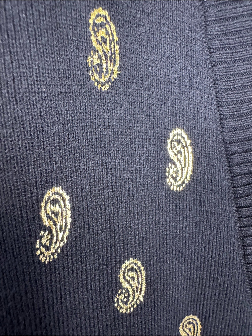 Beldini Black Gold Paisley Print Cardigan Sweater L/G NWT Button Front Preppy - Picture 8 of 12
